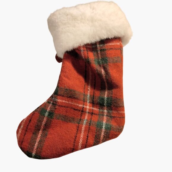 Vintage Tartan Plaid Stocking Handcrafted mitten snowman Pin Christmas Lot 2 - Picture 3 of 8